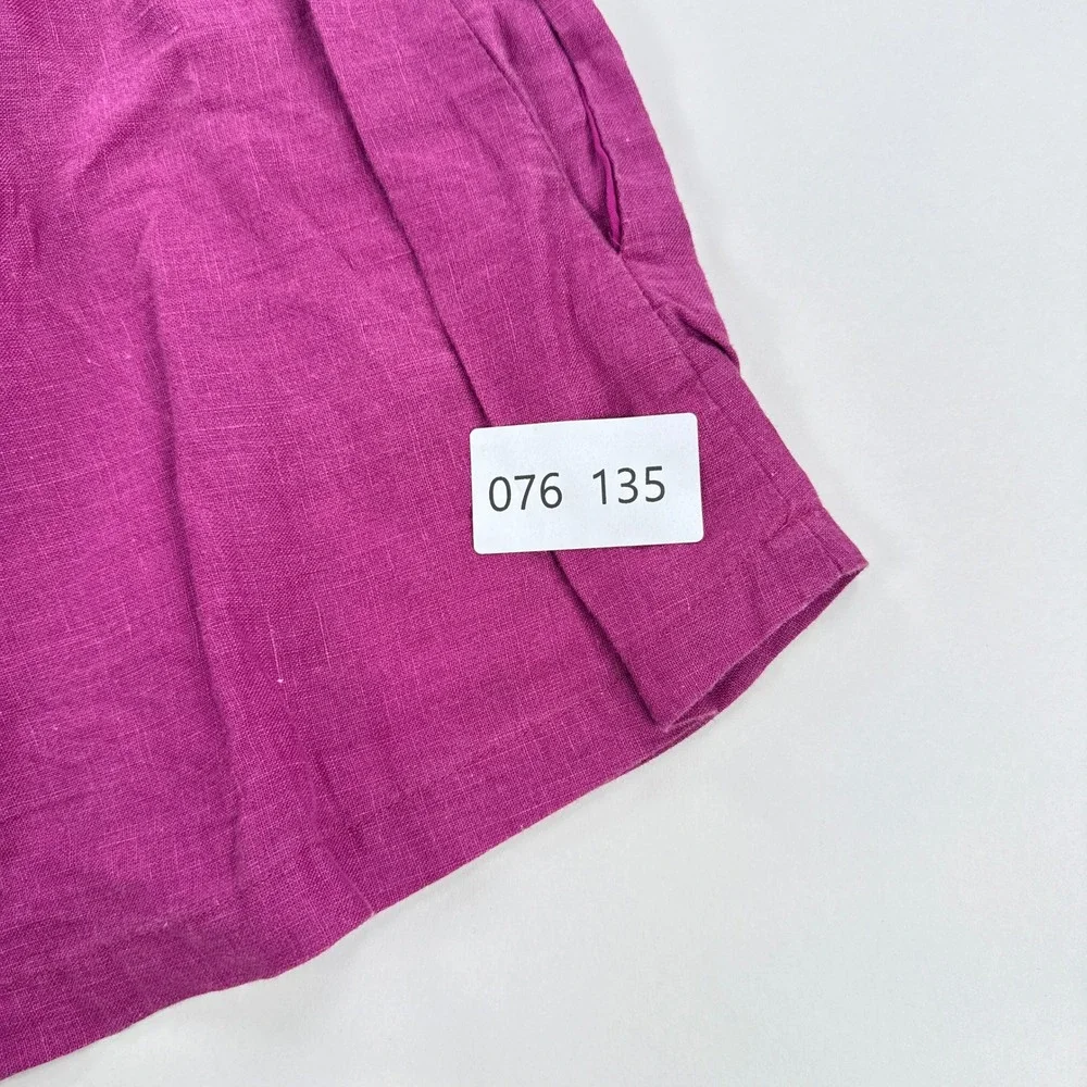 Anthropologie Womens Shorts M Magenta Floral Smocked Linen Boho Summer Casual